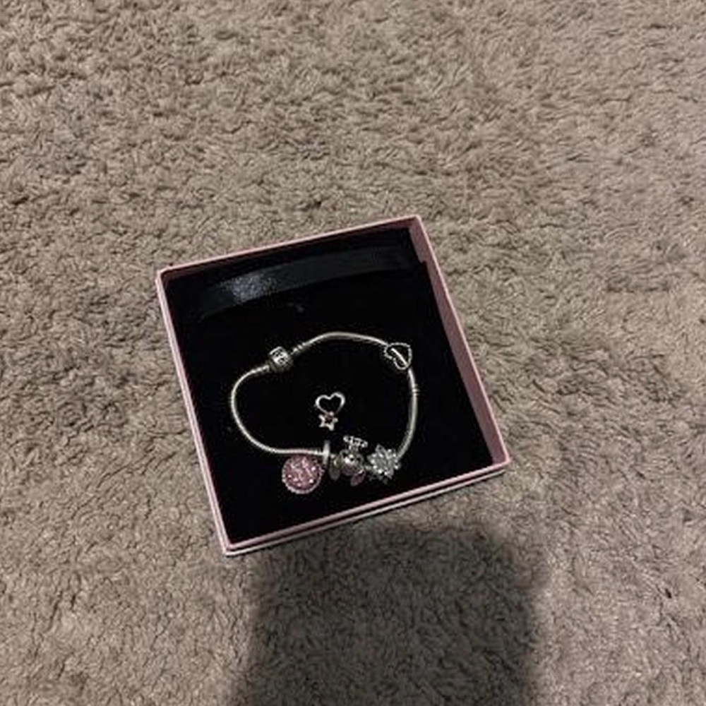 Pandora Silver Bracelet with Pink Charms